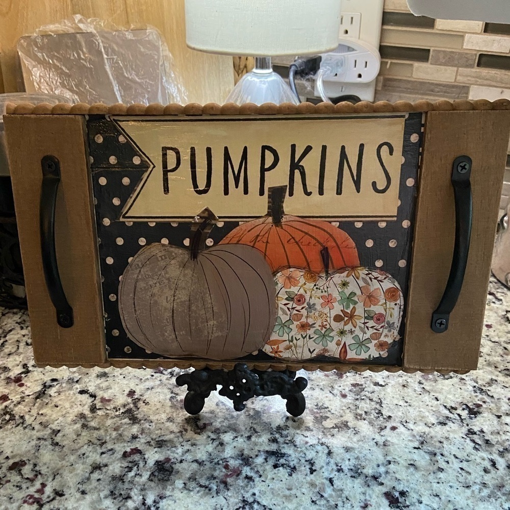 Fall Wooden  Serving Tray with Handles